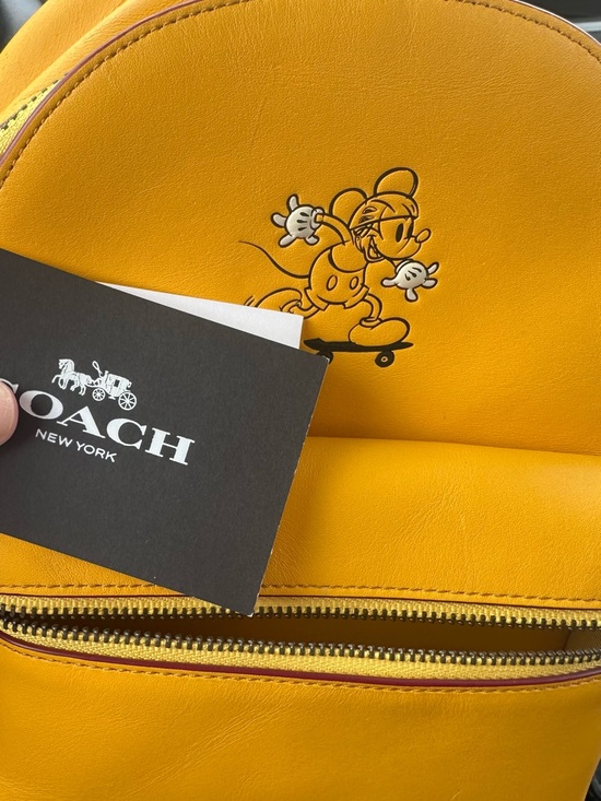 Coach Yellow and Black Mini Backpack with Leather Trim Mickey Skateboard Disney